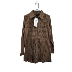 Zashi Women's 100% Cotton Button Front Pleated Lightweight Shirt - M